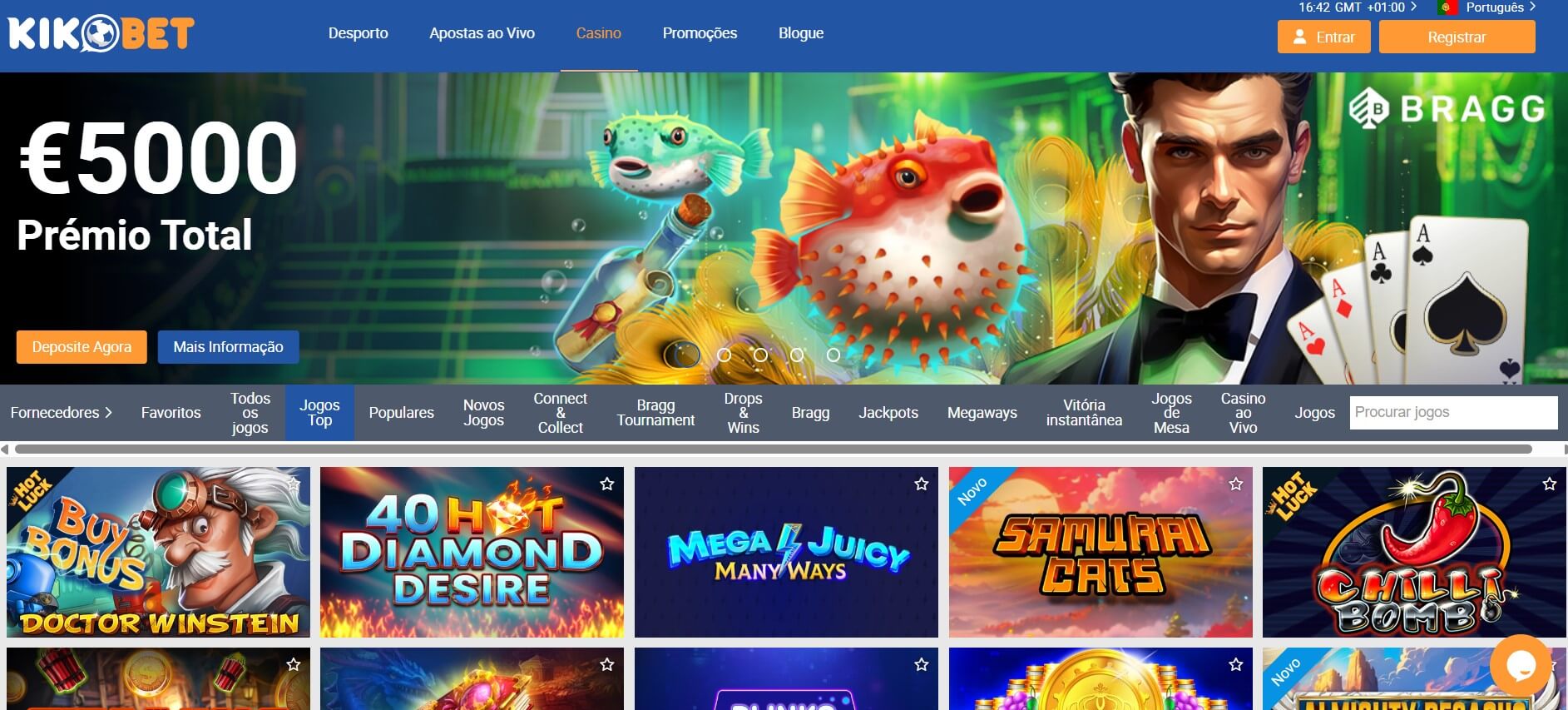 Página do site Kikobet Casino