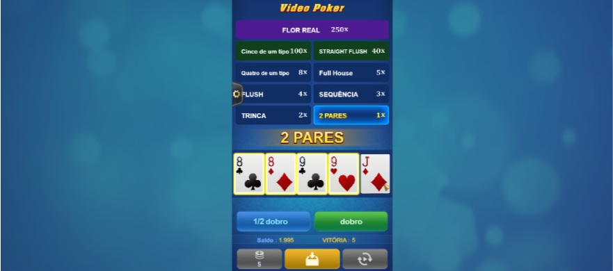 Jogar Video Poker na 22bet