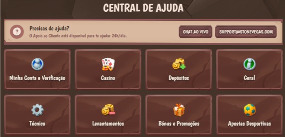 Apoio ao cliente do casino Stone Vegas: Central de ajuda