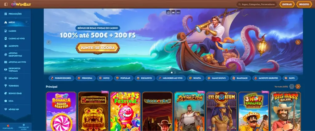 Página inicial da WinBay