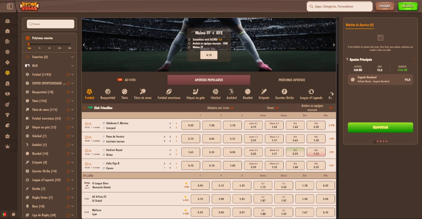 Apostas Desportivas na StoneVegas Portugal