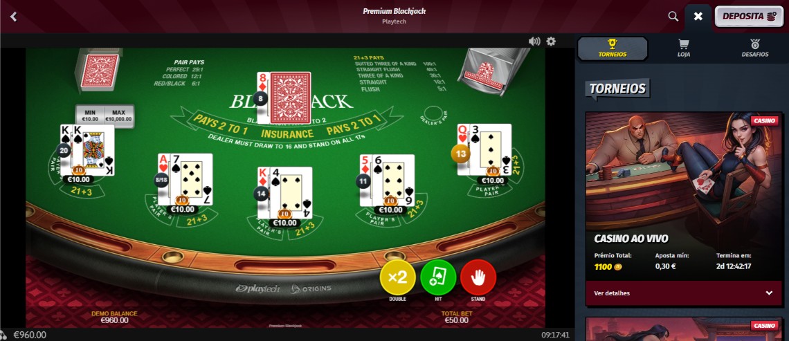 Jogo de Blackjack na Allyspin