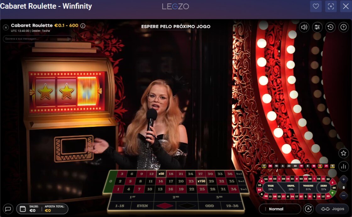 Jogo Cabaret Roulette no casino ao vivo da Legzo