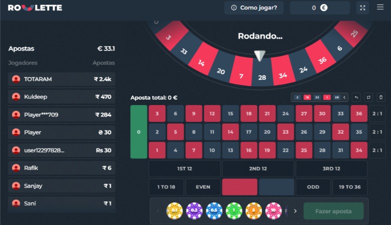 Jogo Roulette no Slott Casino