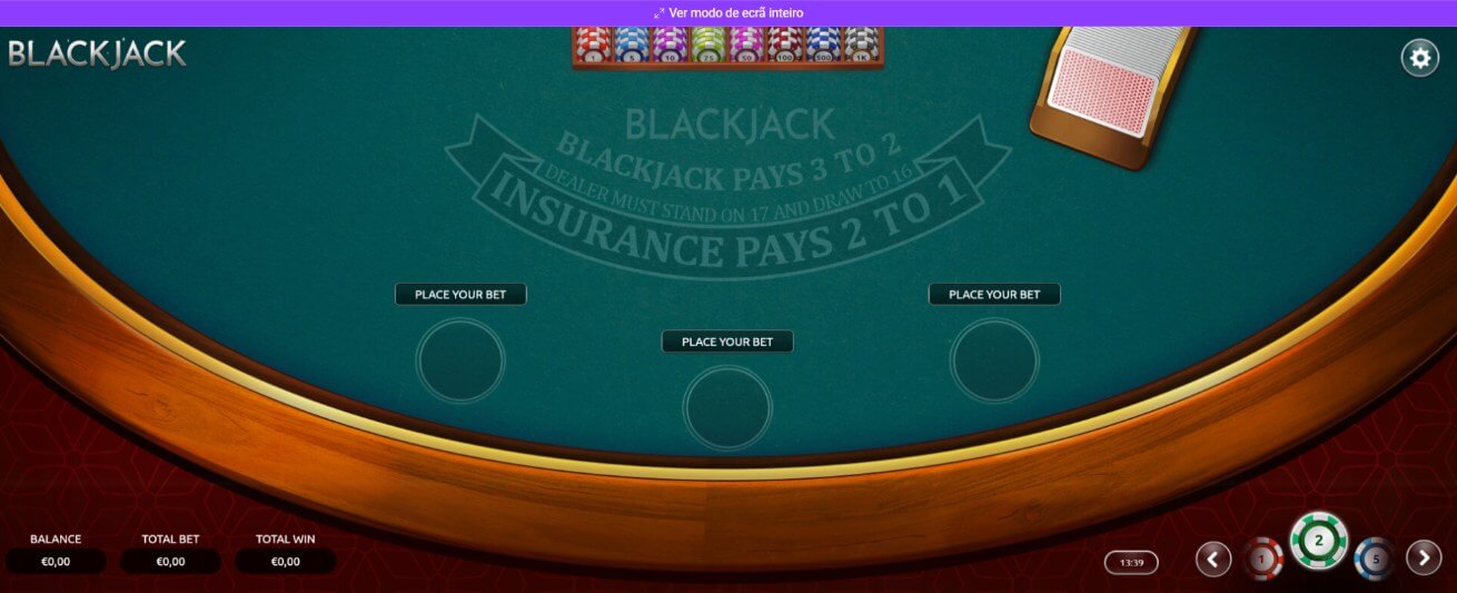 Mesa de blackjack da tornado bet
