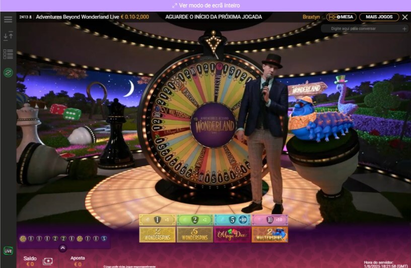 Jogo de casino ao vivo "Adventure Beyond Wonderland" na Tornadobet