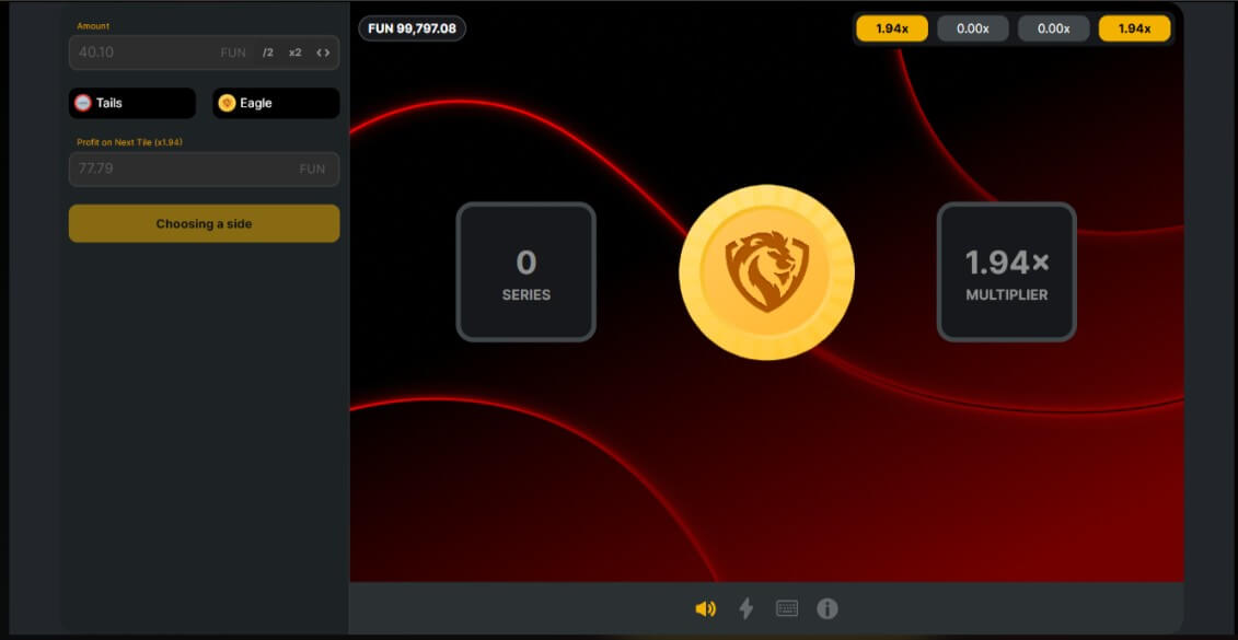 Crash games na Leon: Coin Flip